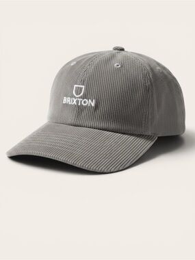 Brixton Corduroy Cap in Light Gray with White Logo NWOT